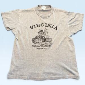 Vintage Virginia Fox Shirt Mens Large Gray Tee-Jays Souvenir Tee T-Shirt USA